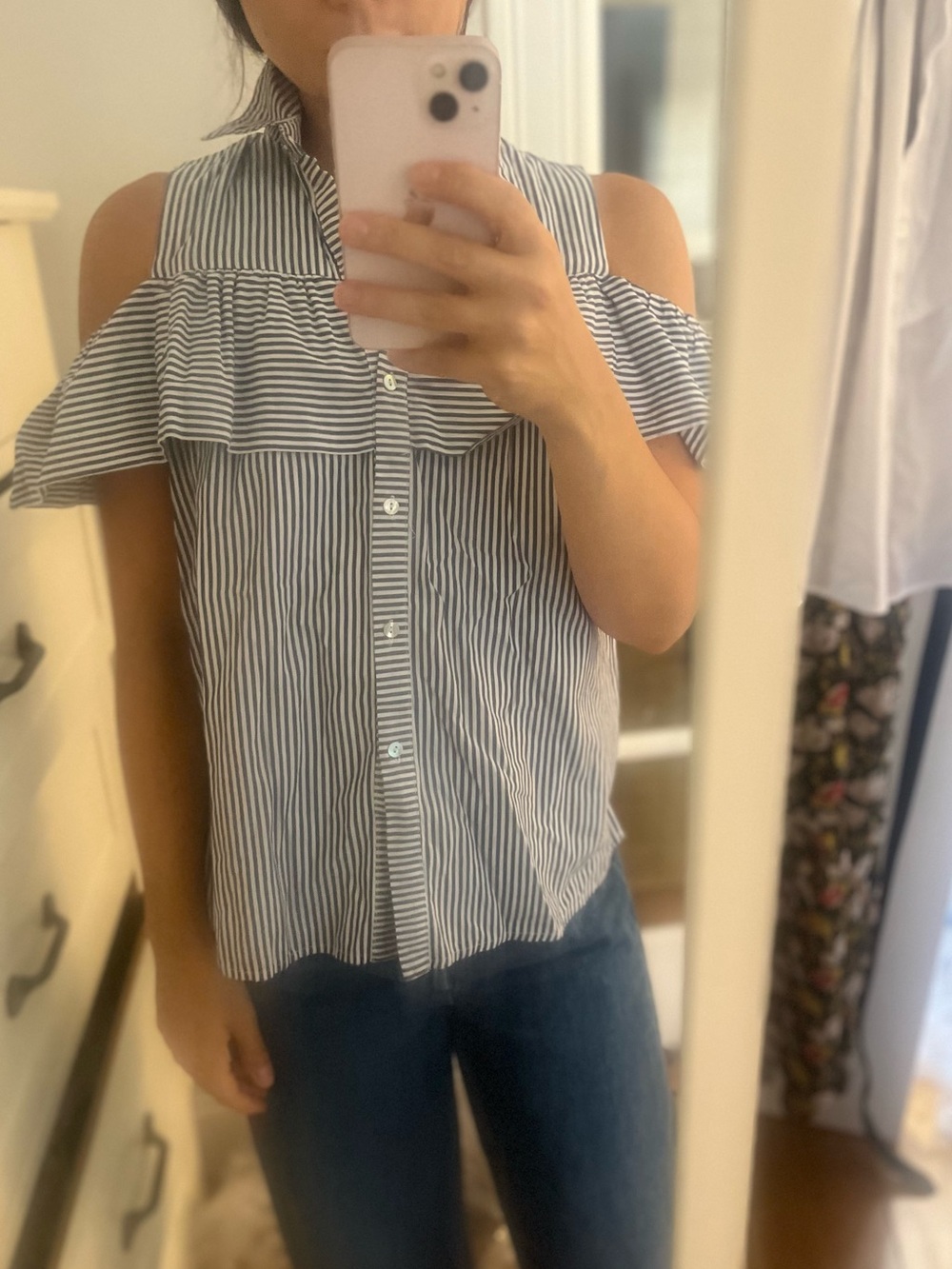 Anthropologie off the shoulder striped top